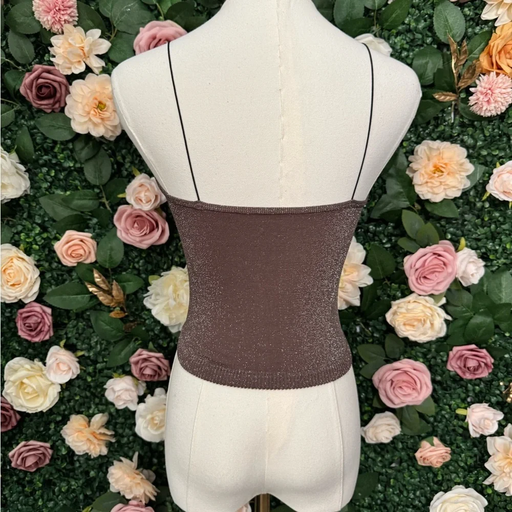 Free People Intimately Shimmery Spaghetti Strap Crop Top NWOT